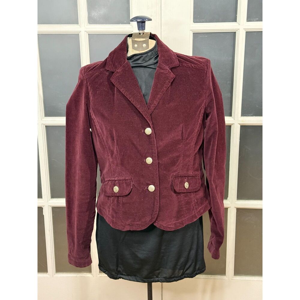 Aeropostale Burgundy Velvet Blazer Jacket Medium Y2K Dark Academia
